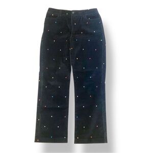 4/$20 Rafaella Black Corduroy Pants – Multicolor Polka Dots – Size 14